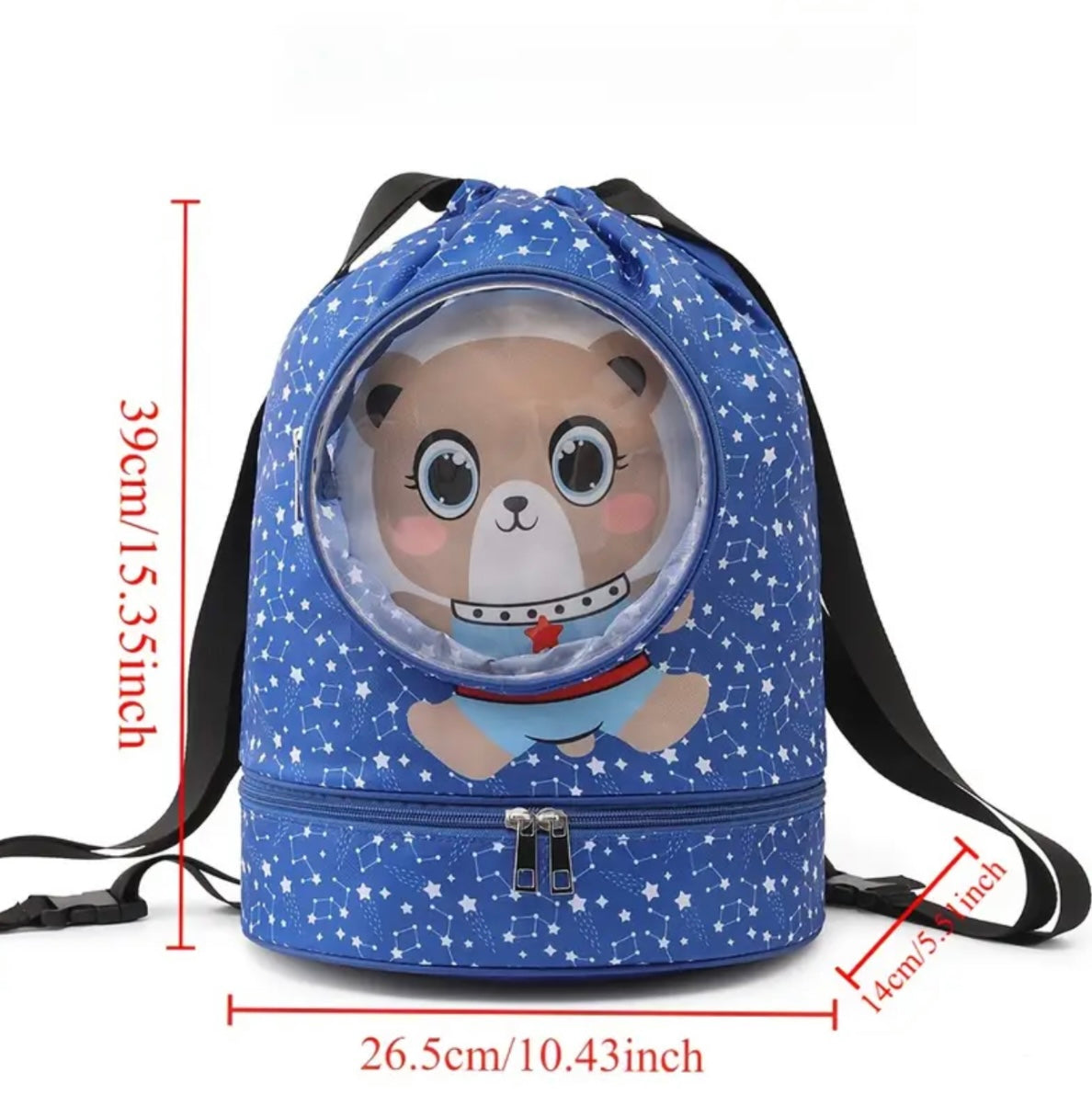 Bolsa de natación de gran capacidad con separación húmedo/seca, celeste