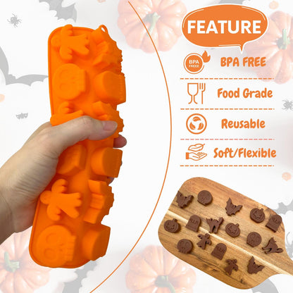 Crethinkaty 1 molde de silicona para chocolate con 18 cavidades para calabaza