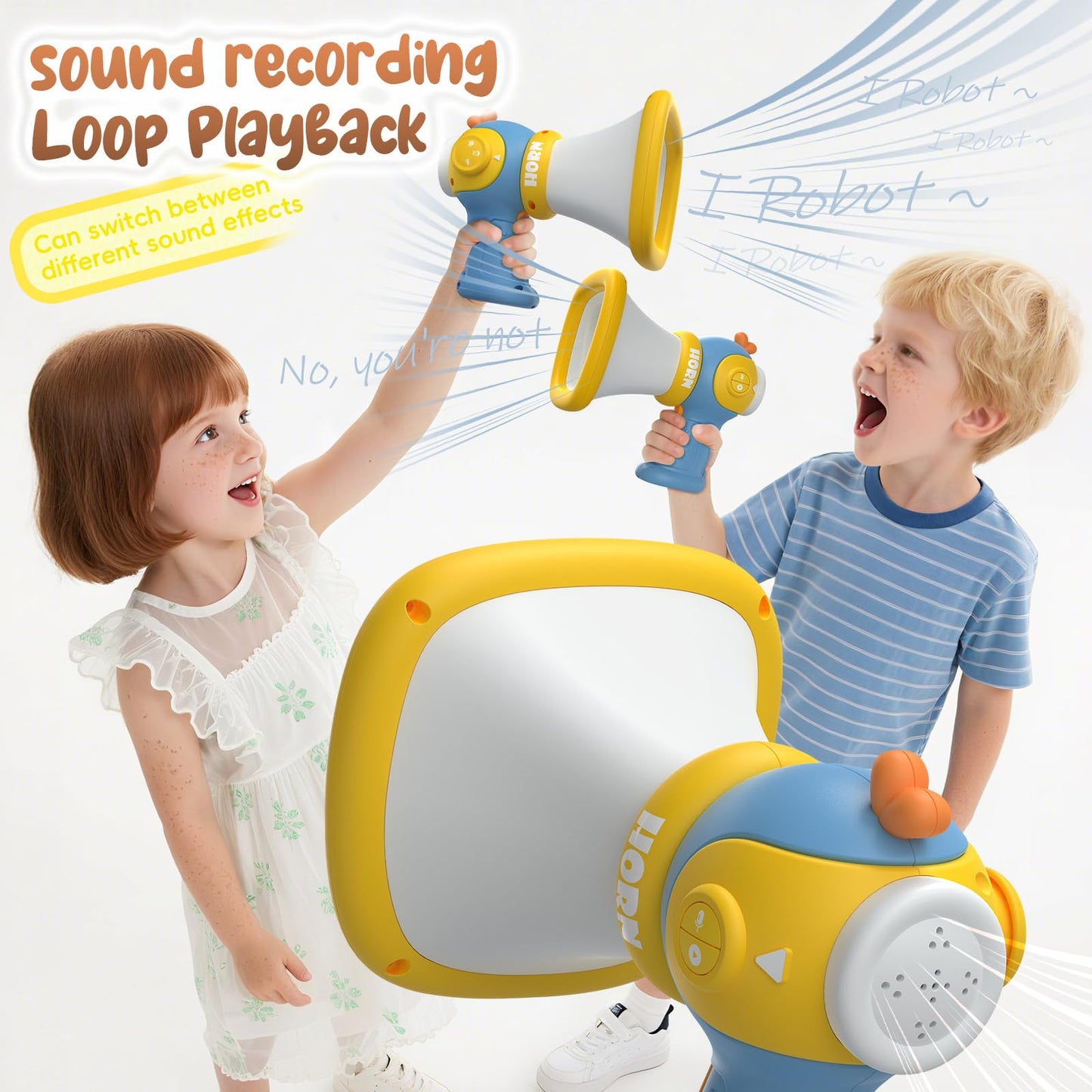 Cambiador de voz para niños, juguete de megáfono con 3 grabadores de efectos de sonido y música