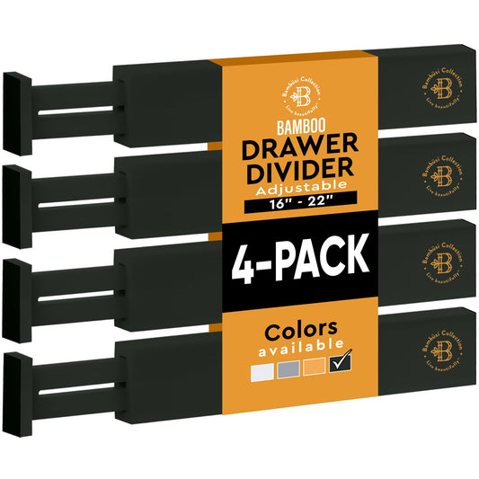 Bambüsi Paquete de 4 separadores de cajones – 2.6 pulgadas de alto, 16-22 pulgadas de cajón ajustable