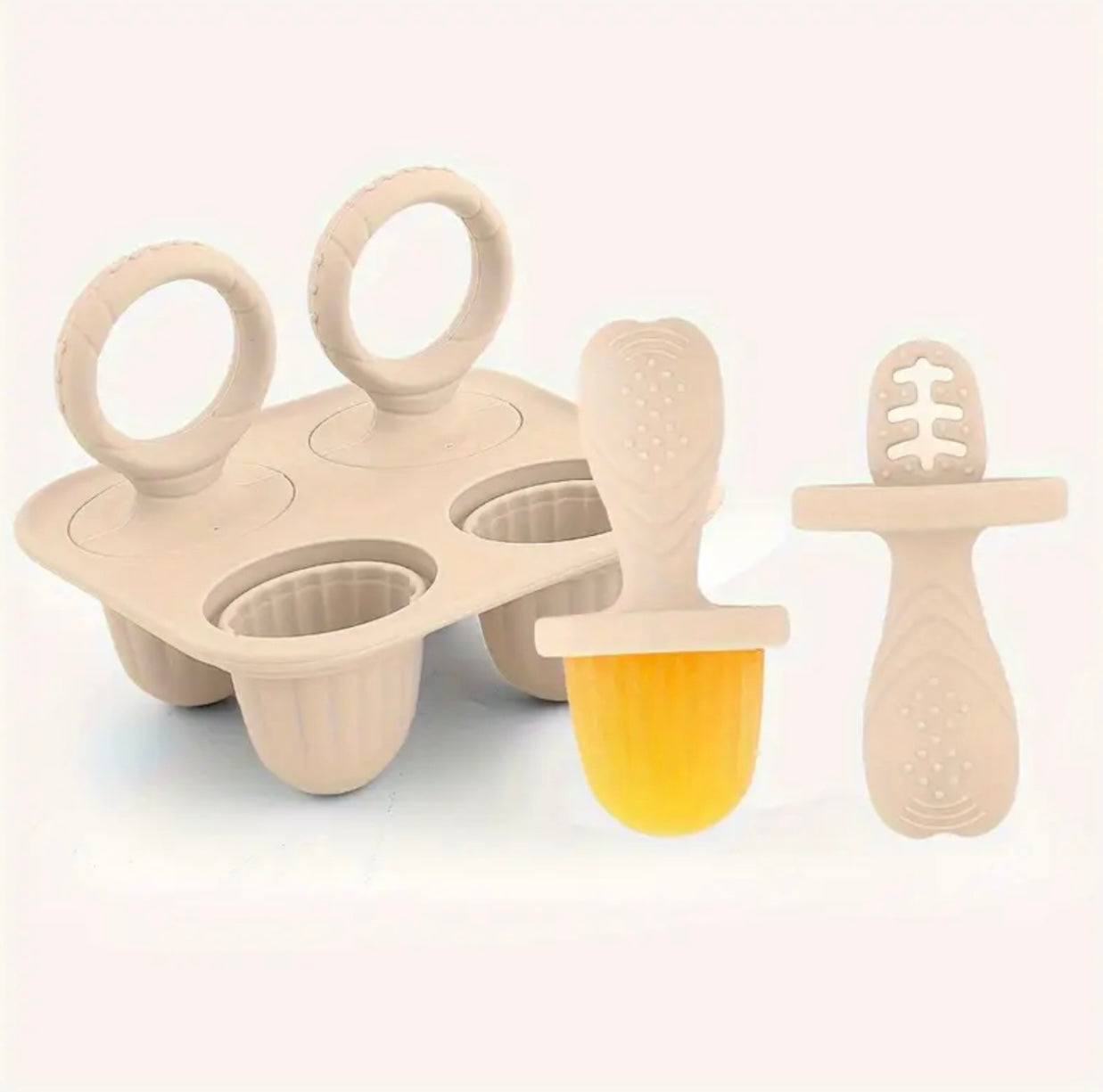 Juego de moldes de silicona para bebés, teething, beige