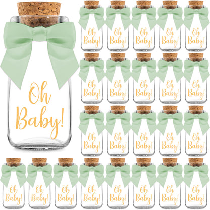 Ethisa Paquete de 24 botellas de vidrio de leche vintage Oh Baby Woodland con cintas y calcomanías