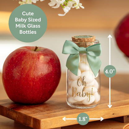 Ethisa Paquete de 24 botellas de vidrio de leche vintage Oh Baby Woodland con cintas y calcomanías