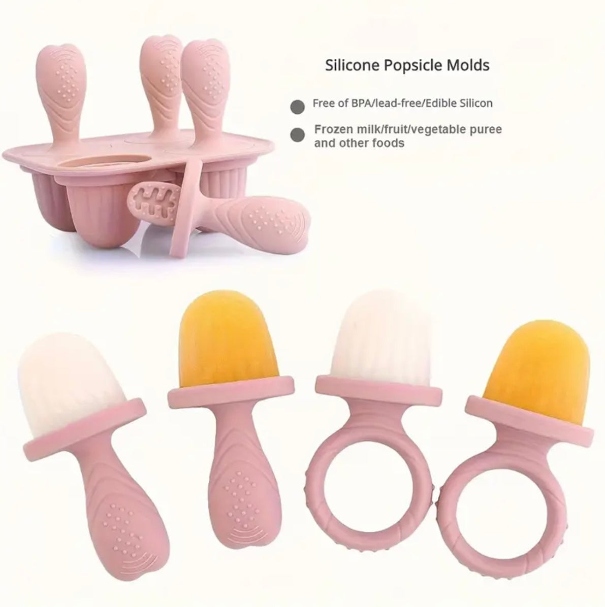 Juego de moldes de silicona para bebés, teething, beige