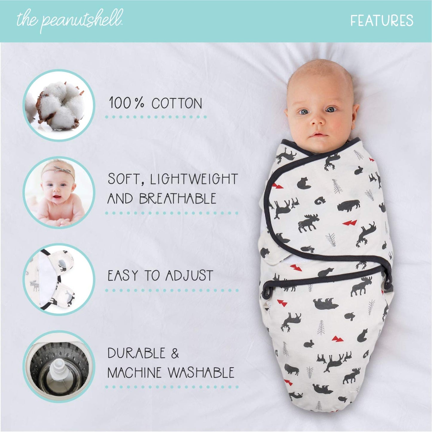 The Peanutshell Juego de 3 mantas para bebé, 3-6 meses