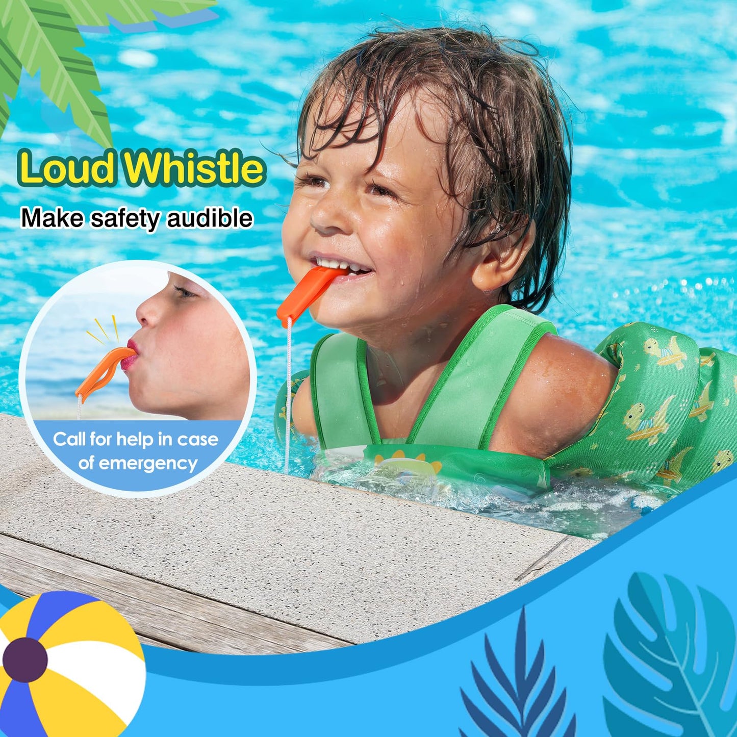MoKo Chaleco de natación para niños pequeños, flotadores de brazo de natación de 22 a 66 libras