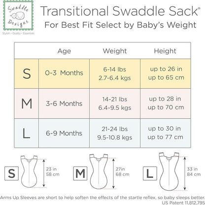 SwaddleDesigns - Saco de transición para envolver con mangas, 3-6 meses