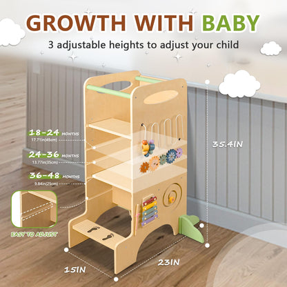Torre para Niños Pequeños Taburete de Cocina, 3 Alturas Ajustables