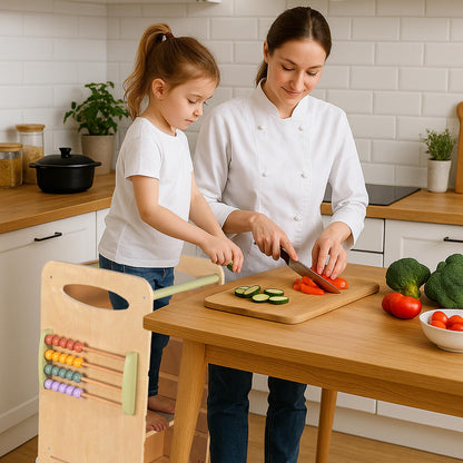 Torre para Niños Pequeños Taburete de Cocina, 3 Alturas Ajustables