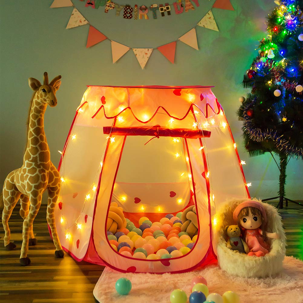 Tienda de campaña desplegable de princesa con luz de estrella