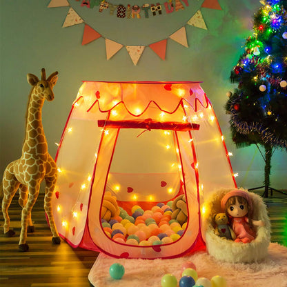 Tienda de campaña desplegable de princesa con luz de estrella