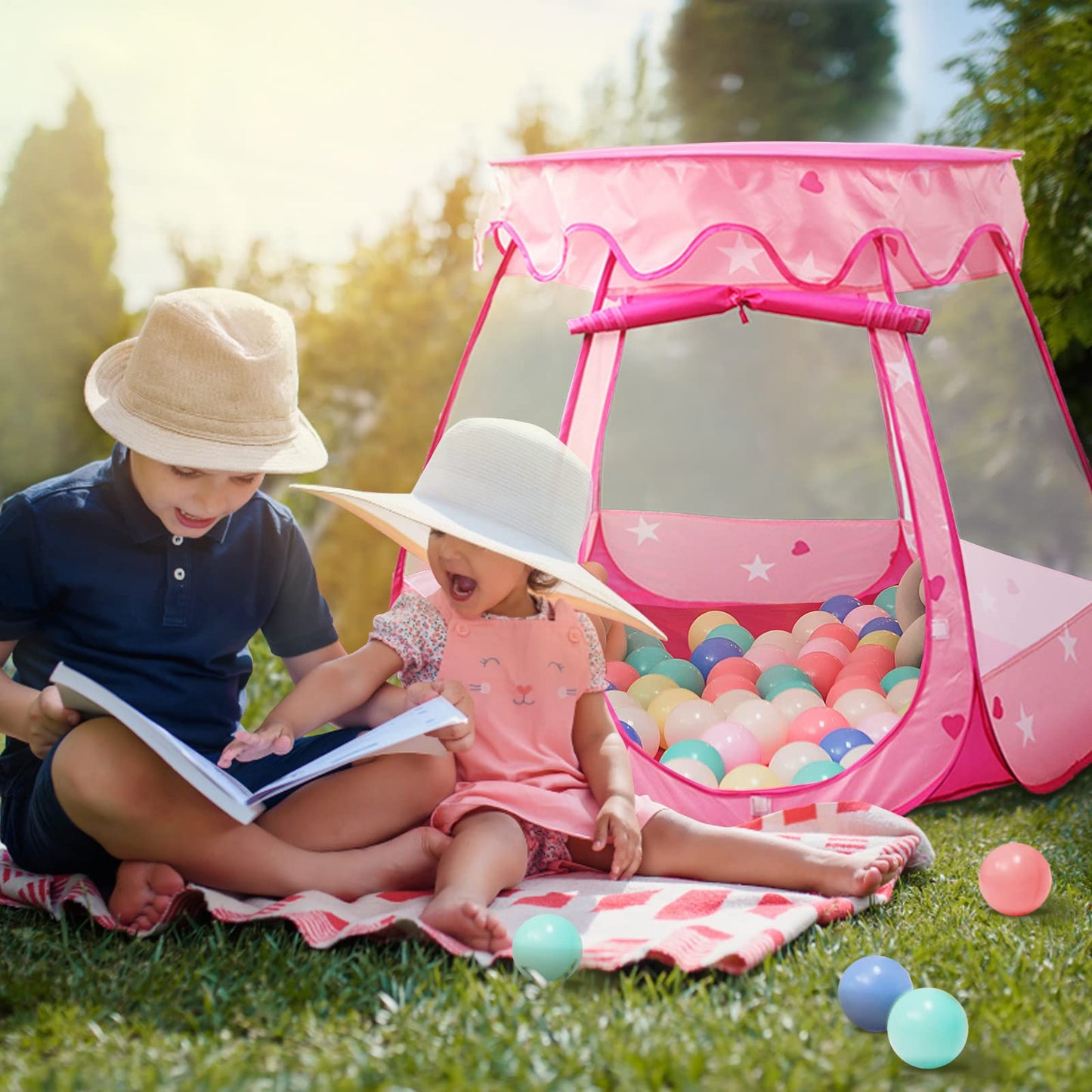 Tienda de campaña desplegable de princesa con luz de estrella