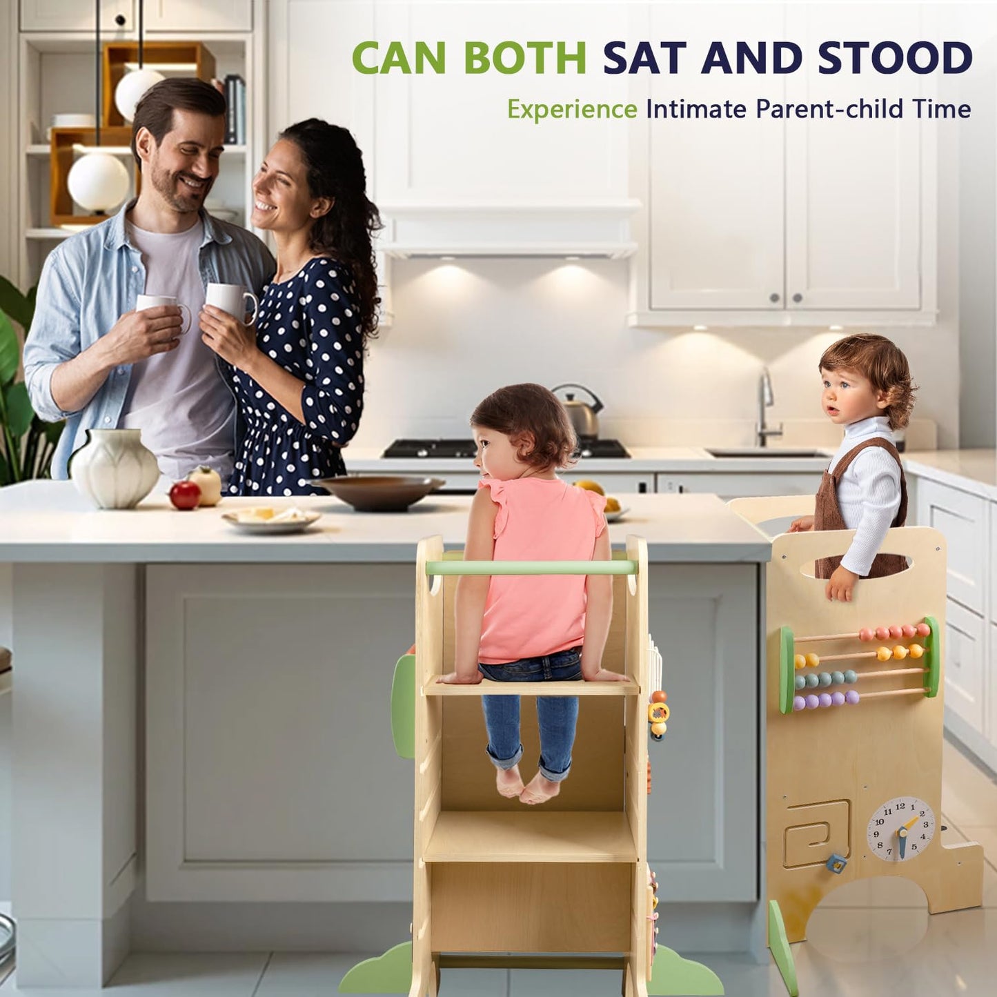 Torre para Niños Pequeños Taburete de Cocina, 3 Alturas Ajustables