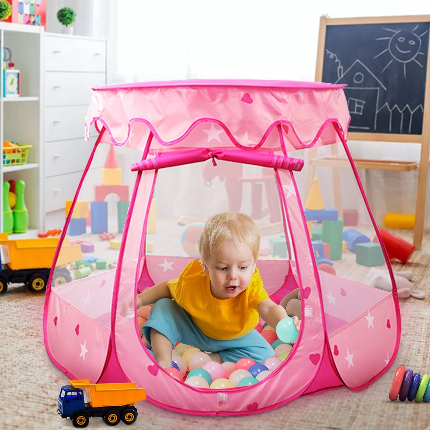 Tienda de campaña desplegable de princesa con luz de estrella