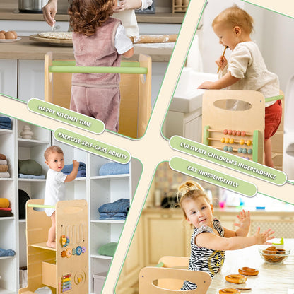 Torre para Niños Pequeños Taburete de Cocina, 3 Alturas Ajustables