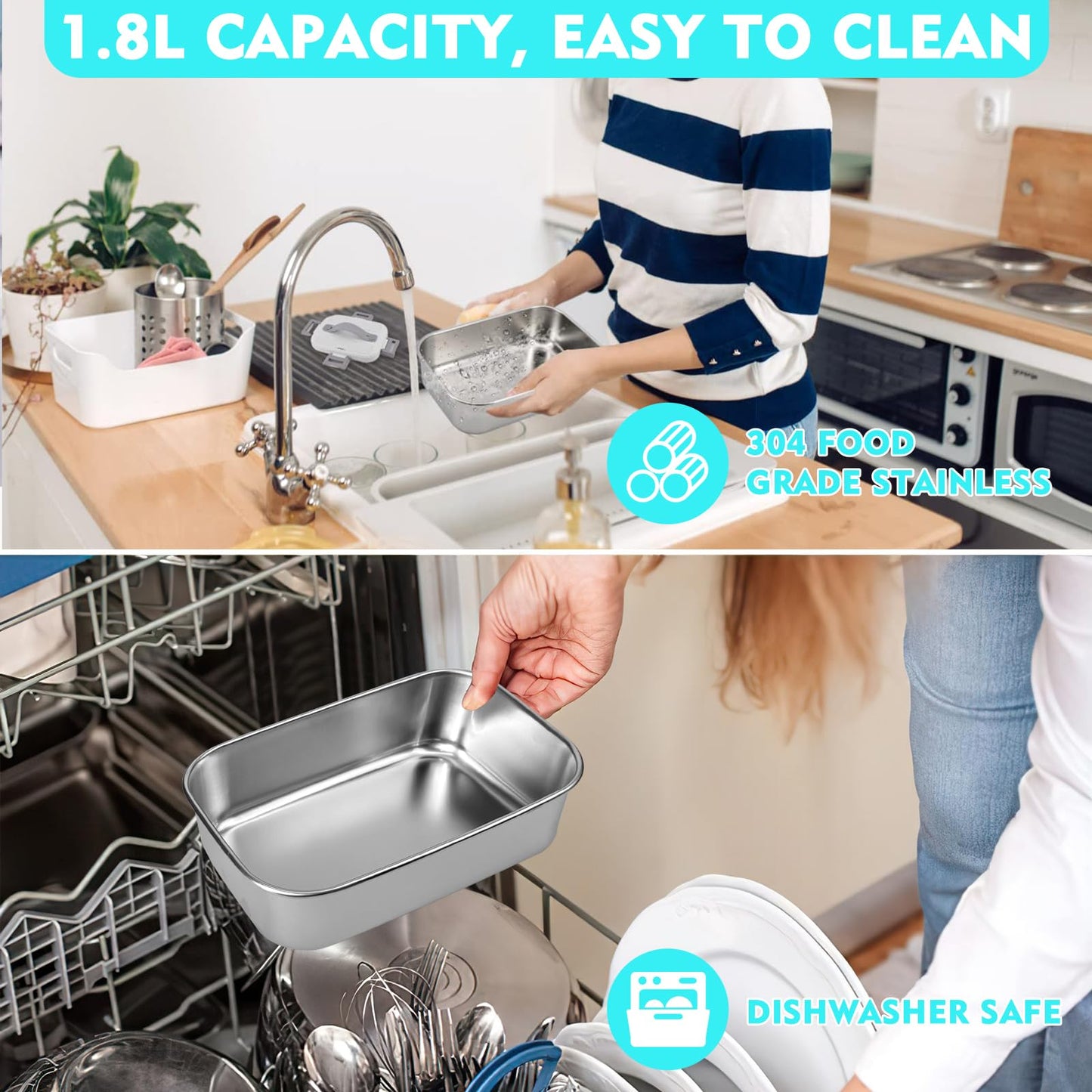 Landmore Fiambrera eléctrica portátil de 75W, contenedor de acero inoxidable de 1.8L