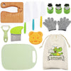 Suhctuptx Juego de cuchillos de cocina de madera para niños de 14 piezas con guantes
