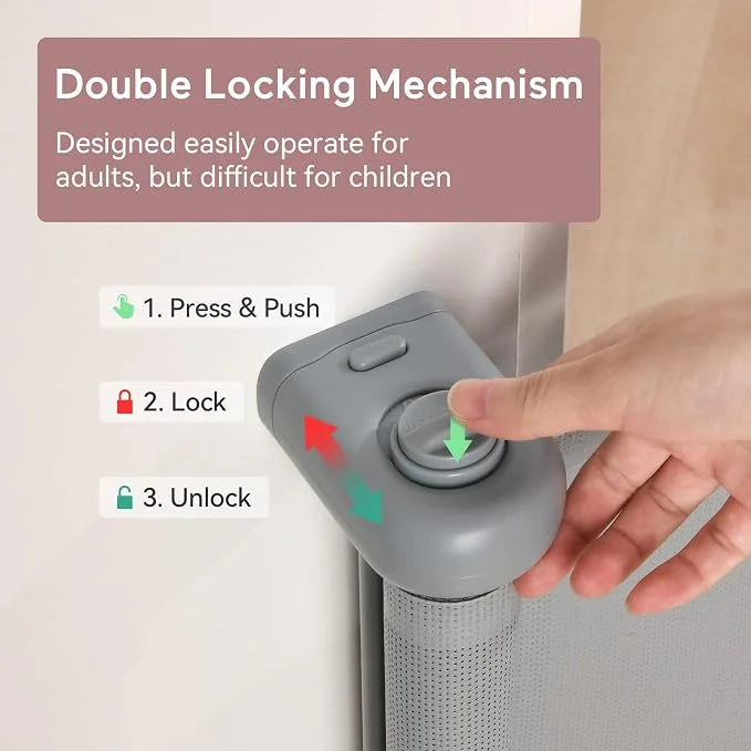 Puerta de seguridad infantil Momcozy para interiores o exteriores 140cm, Gris
