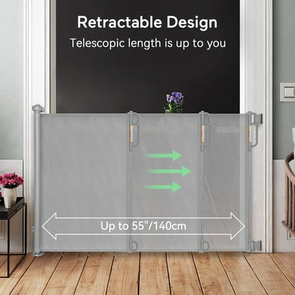 Puerta de seguridad infantil Momcozy para interiores o exteriores 140cm, Gris