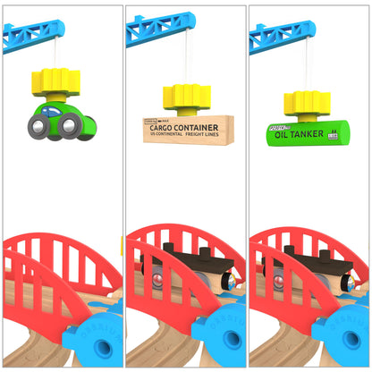 Conjunto de tren de madera de 65 piezas