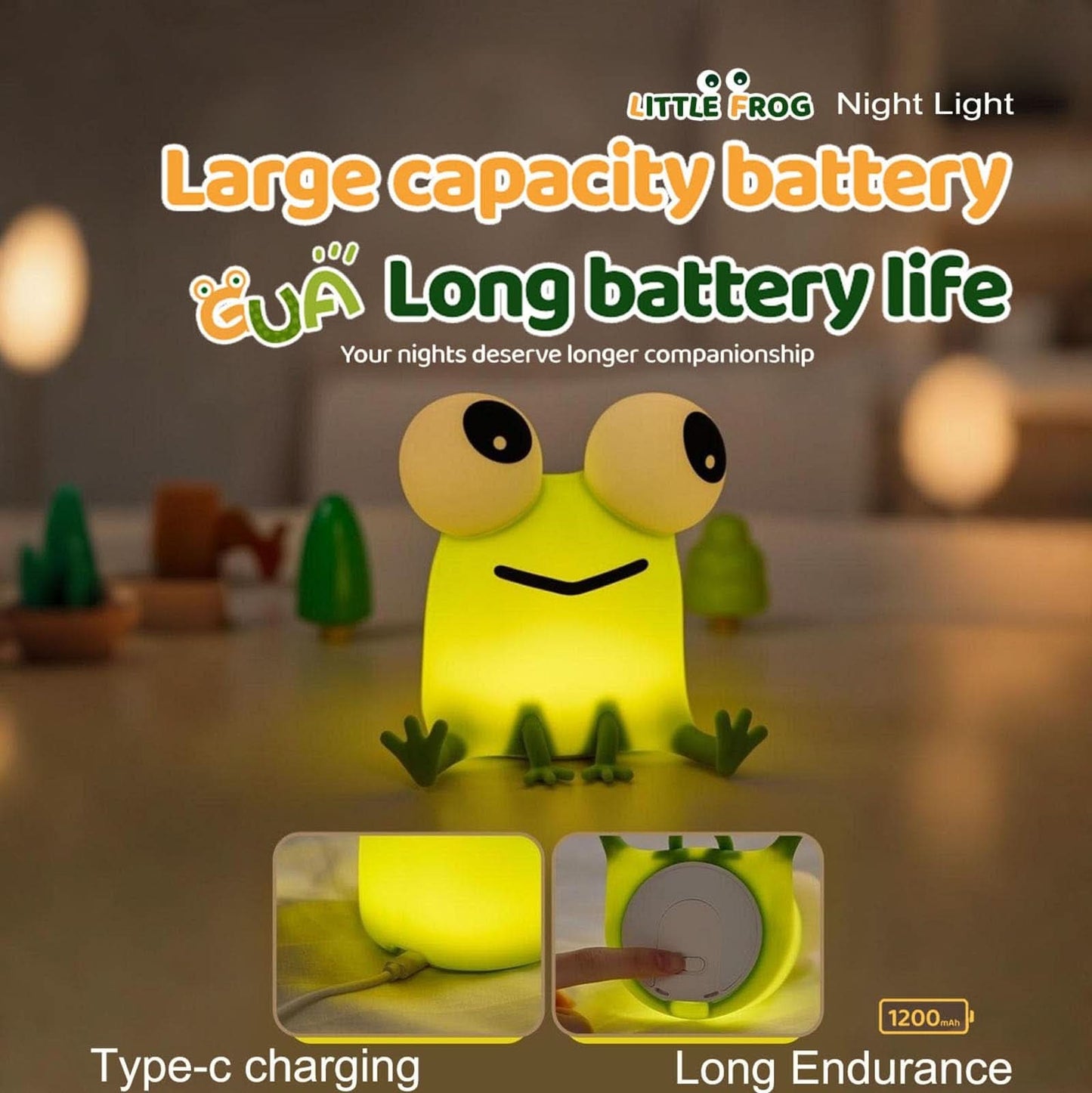 DREAMING MY DREAM Luz nocturna de ranas, luz nocturna de silicona regulable