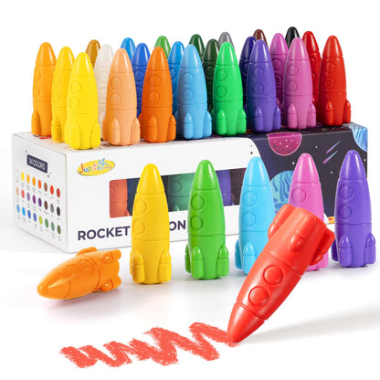 Crayones de 12 Colores para Niños Pequeños, Crayones de Cohete No Tóxicos Lavables