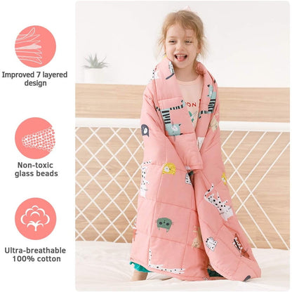 Anjee Manta con peso para niños de 3 libras, gato rosa 36 x 48 pulgadas | 100% algodón