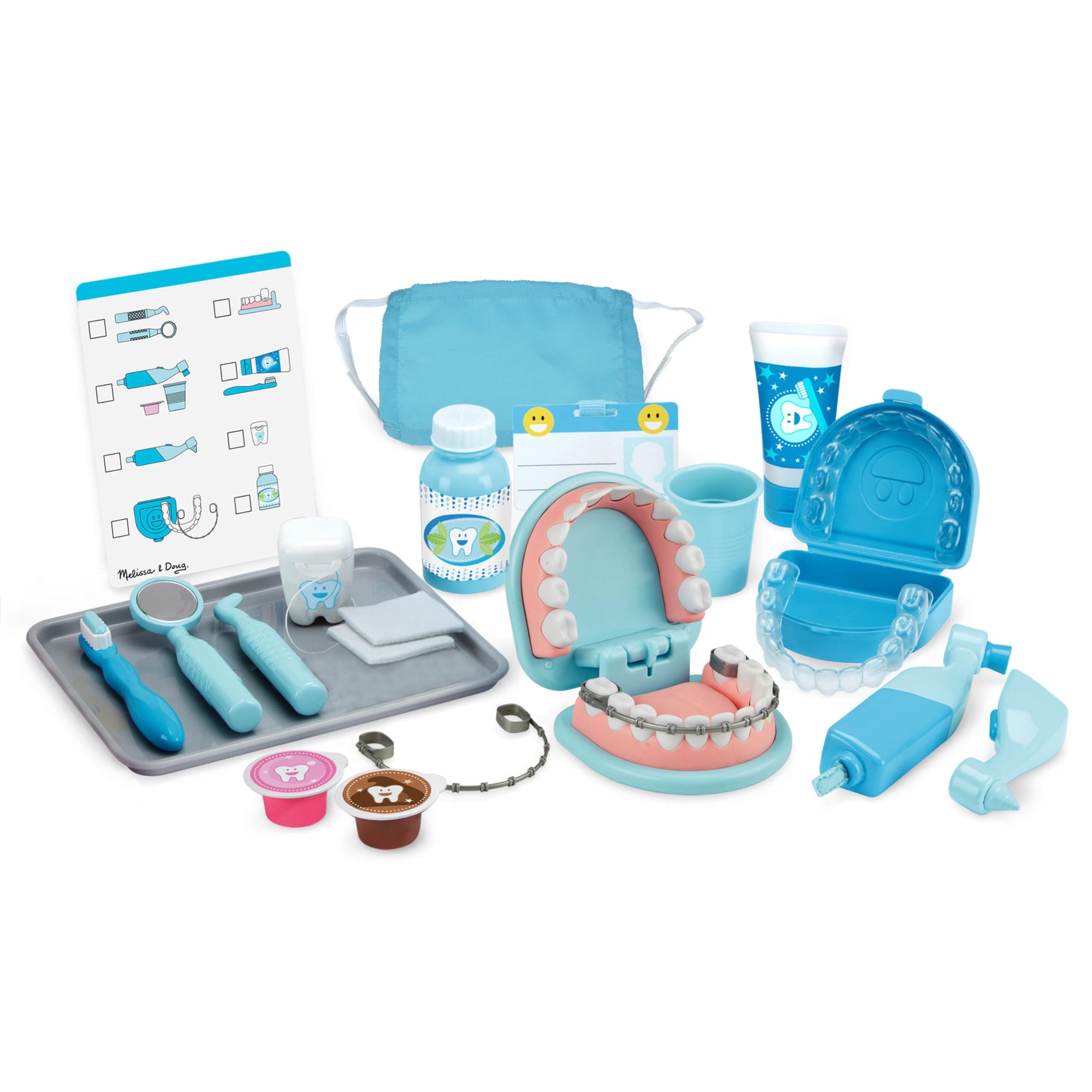 Melissa & Doug - Juego de dentista Super Smile con conjunto de dientes y accesorios dentales para juego simulado