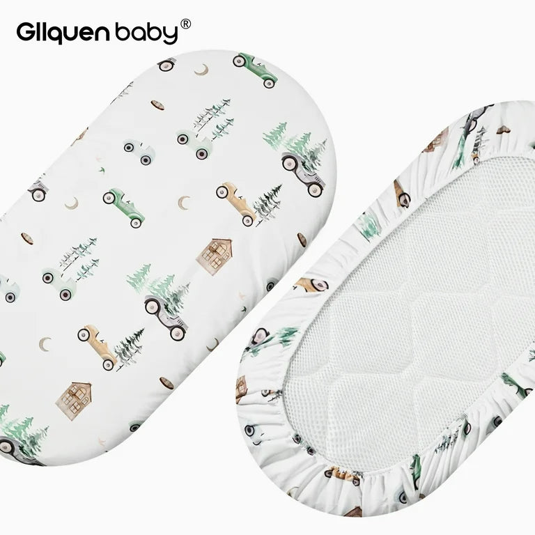 Gllquen - Juego de 4 sábanas para moisés para bebé, transpirables y acogedoras
