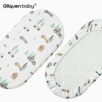 Gllquen - Juego de 4 sábanas para moisés para bebé, transpirables y acogedoras