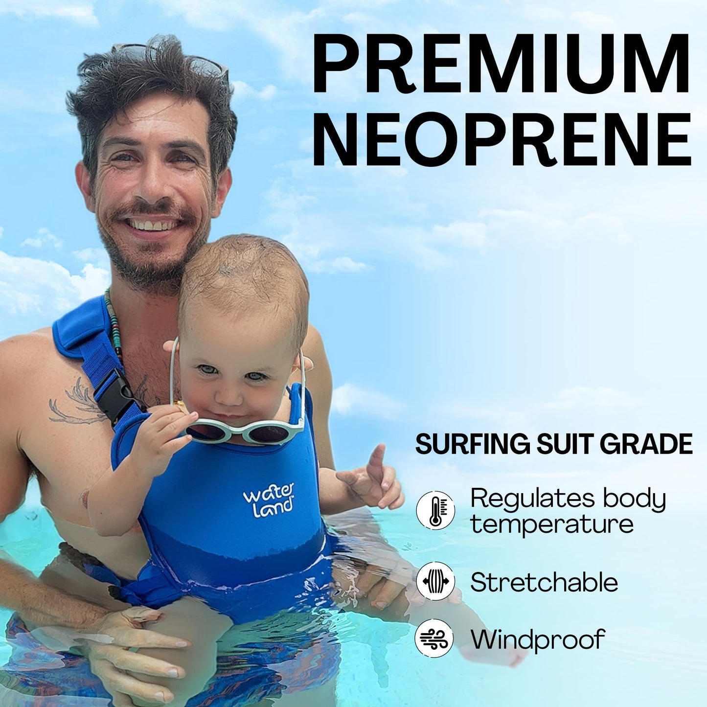 WaterLand Portabebés – Innovador portabebés que puedes utilizar tanto en agua como en tierra
