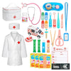 Anpro Kit médico para niños – 34 piezas de madera para niños, juego de doctor con bolsa