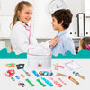 Anpro Kit médico para niños – 34 piezas de madera para niños, juego de doctor con bolsa
