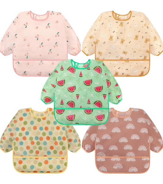 Baberos de manga larga impermeable, 6-36 meses