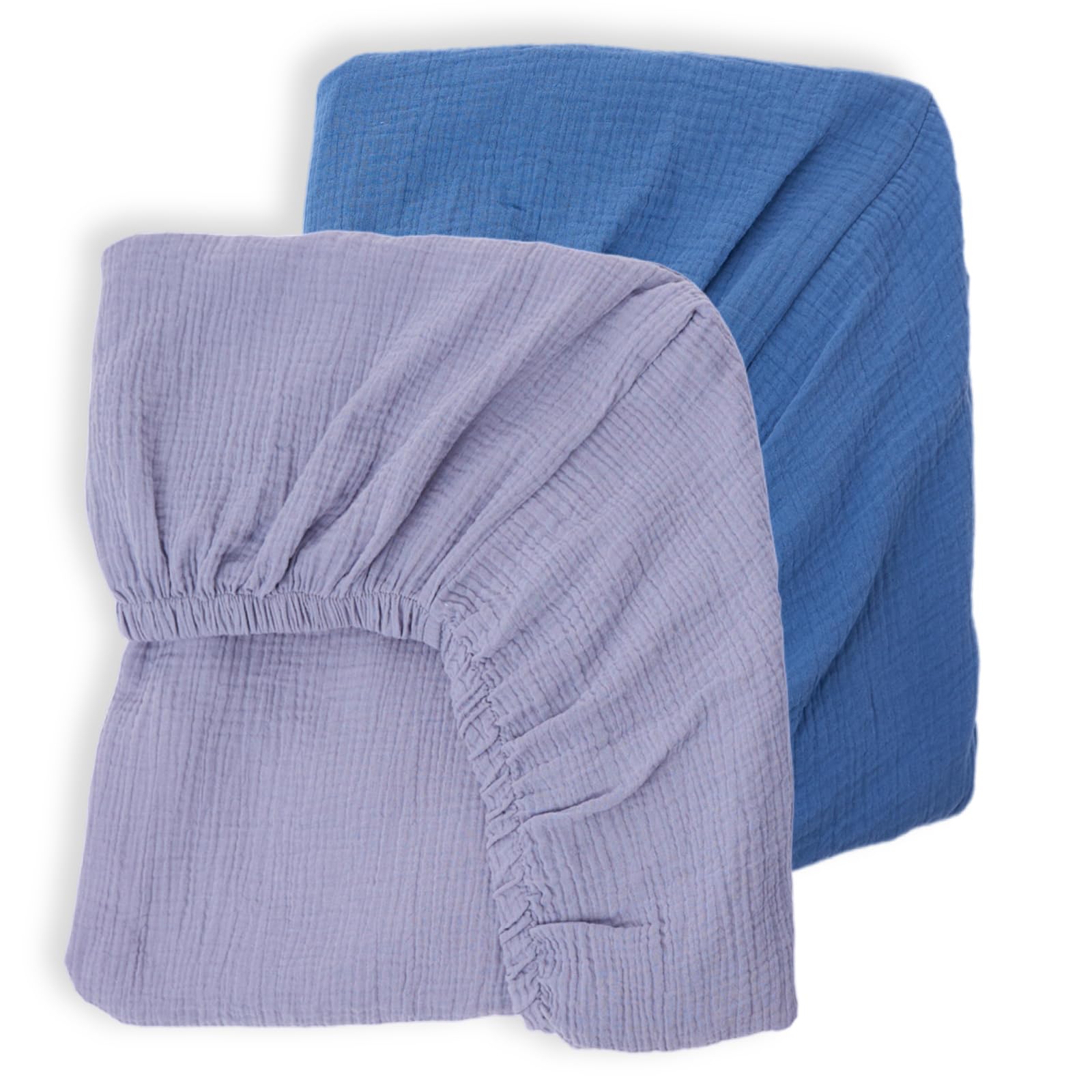 Sábanas de muselina neutras para cuna, paquete de 2, azules, 71 x 132 cm, Rutiwa