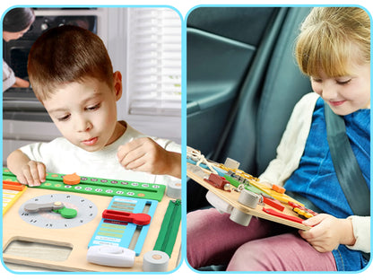 Montessori - Tabla de actividades de viaje para niños pequeños de 1 a 3 años