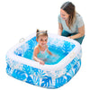 Piscina inflable cuadrada con hojas tropicales para bebés (azul)