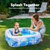 Piscina inflable cuadrada con hojas tropicales para bebés (azul)