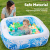 Piscina inflable cuadrada con hojas tropicales para bebés (azul)