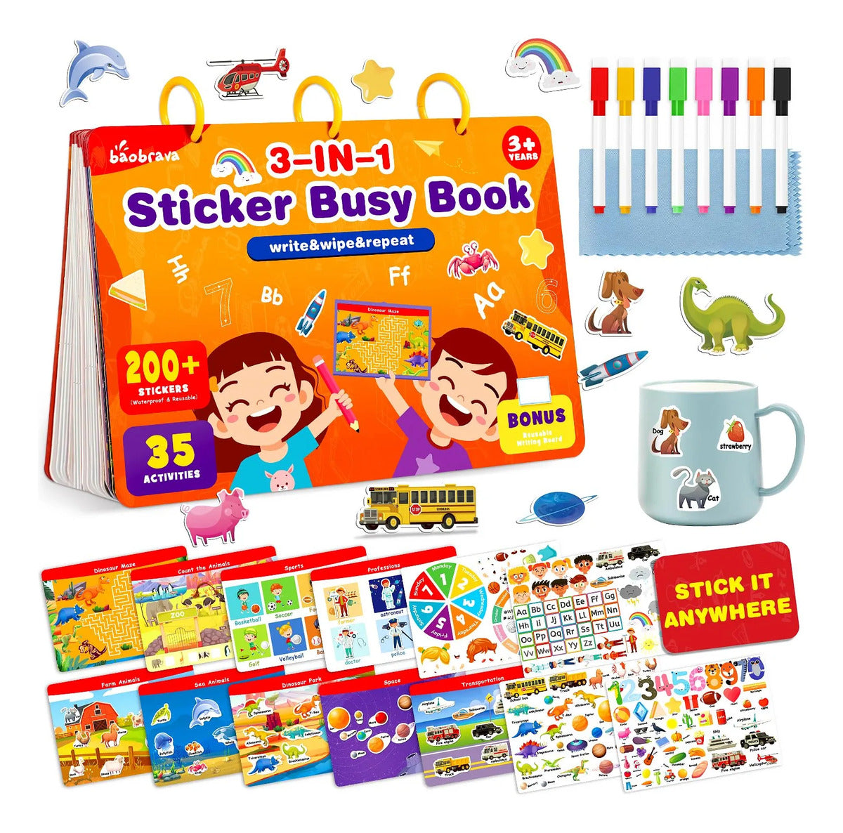 Pegatina 3 En 1 Busy Book Baobrava, Juguete Para Actividades
