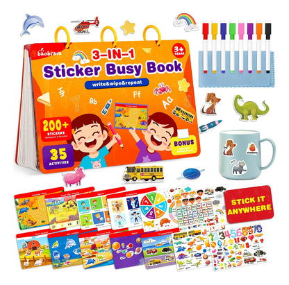 Pegatina 3 En 1 Busy Book Baobrava, Juguete Para Actividades
