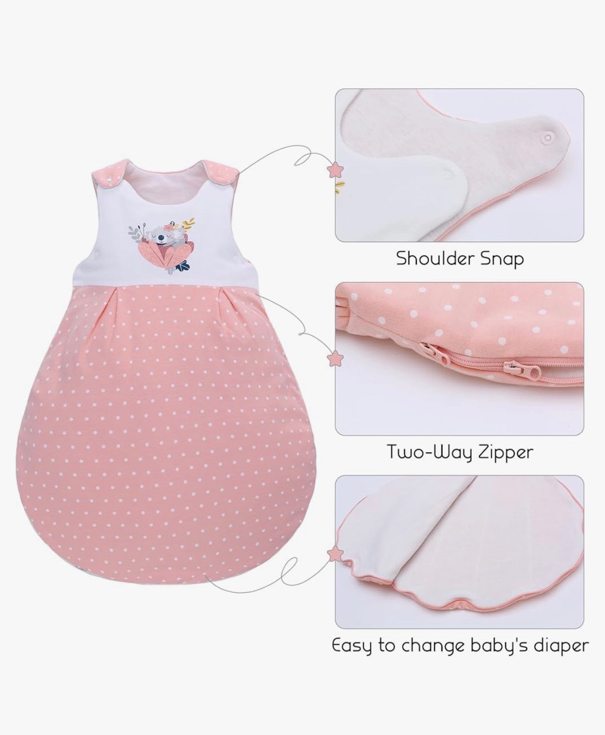 LAT Baby Sleeping Bag 2.5 TOG, 100% algodón , 0-3 meses