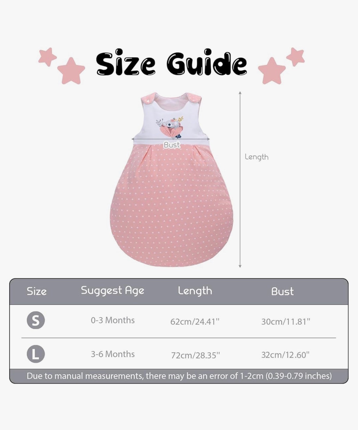 LAT Baby Sleeping Bag 2.5 TOG, 100% algodón , 0-3 meses