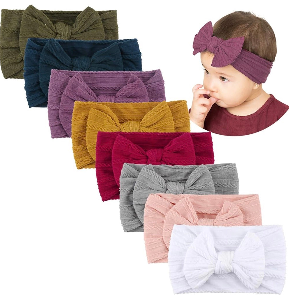 8 vinchas de nylon para bebé