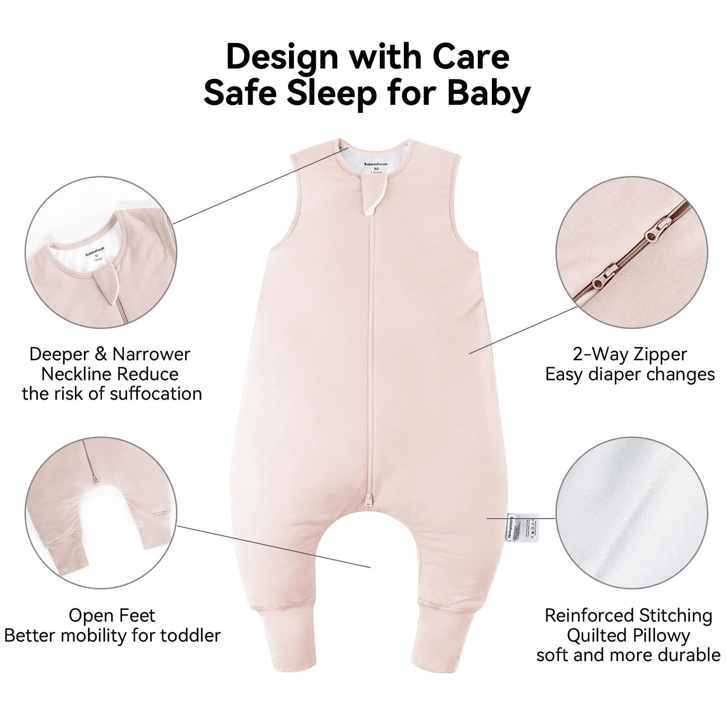 BubblePanda Rayón hecho de bambú saco de dormir para niños pequeños con pies 2-3 años, 1.0 Tog