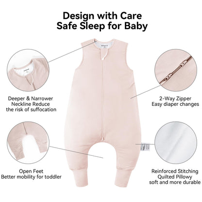 BubblePanda Rayón hecho de bambú saco de dormir para niños pequeños con pies 2-3 años, 1.0 Tog