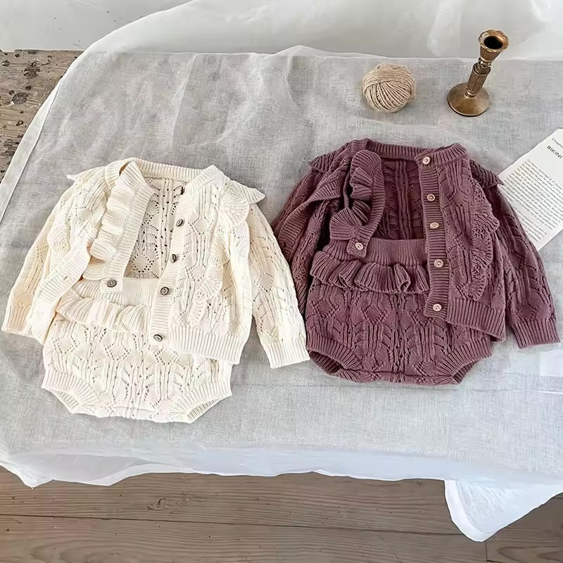 Conjunto de ropa de punto para bebé, cárdigan de punto, 12-18 meses