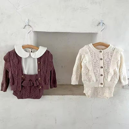 Conjunto de ropa de punto para bebé, cárdigan de punto, 12-18 meses