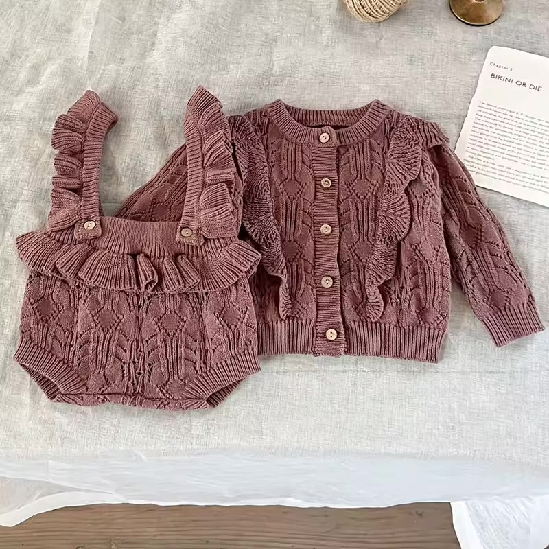 Conjunto de ropa de punto para bebé, cárdigan de punto, 12-18 meses
