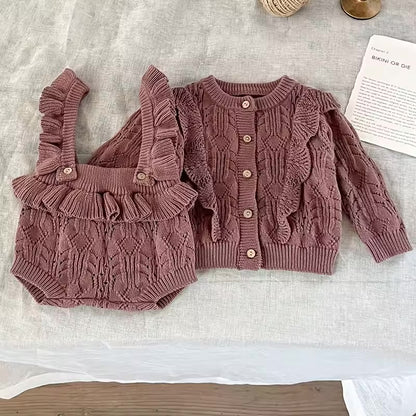 Conjunto de ropa de punto para bebé, cárdigan de punto, 12-18 meses